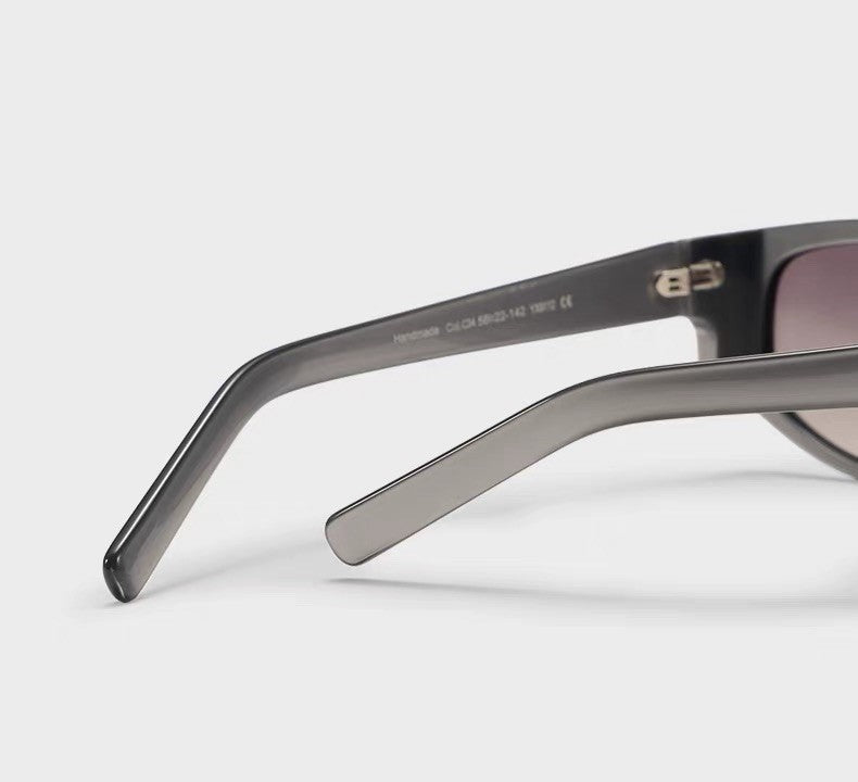 Sunglasses, Futuristic Matte Metallic Cat Eye Acetate Eyewear