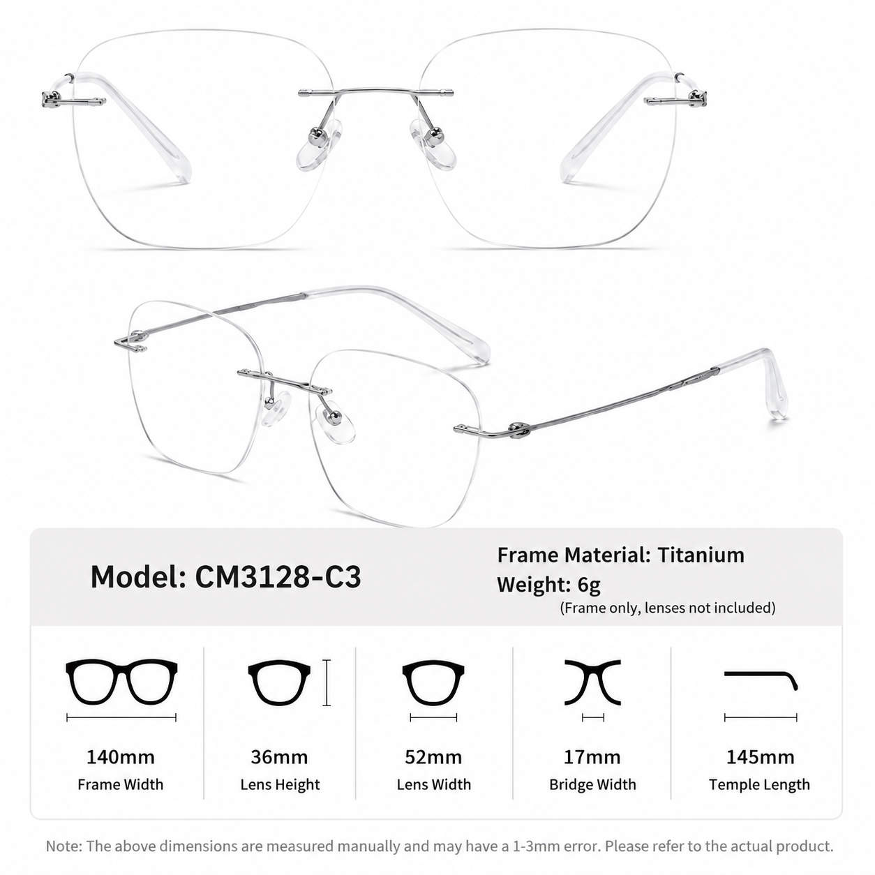 Women Minimal Rimless Glasses | Thin Fashion Eyewear