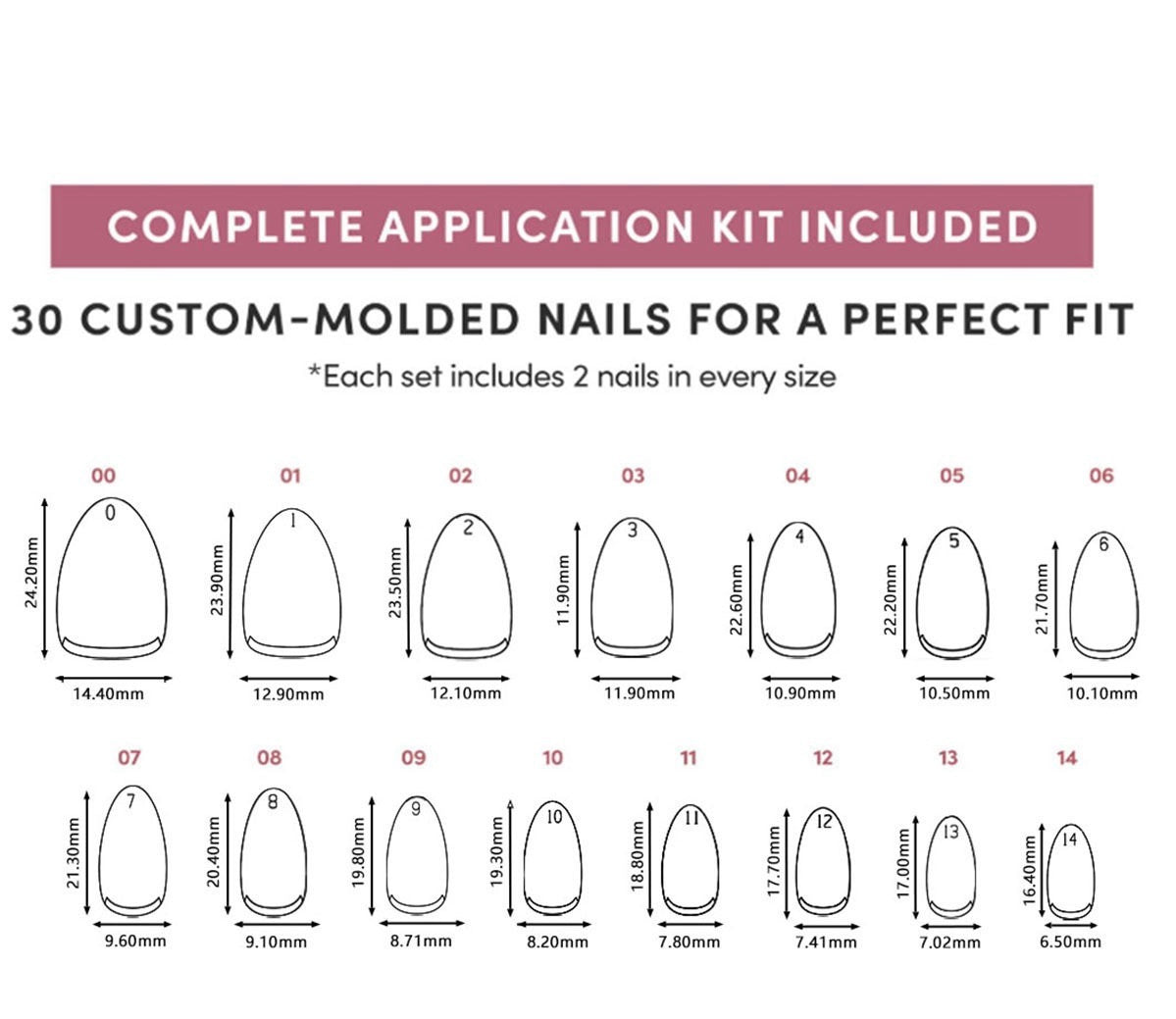 Press On Nails 30Pcs, Free Jelly Glue & Nail File