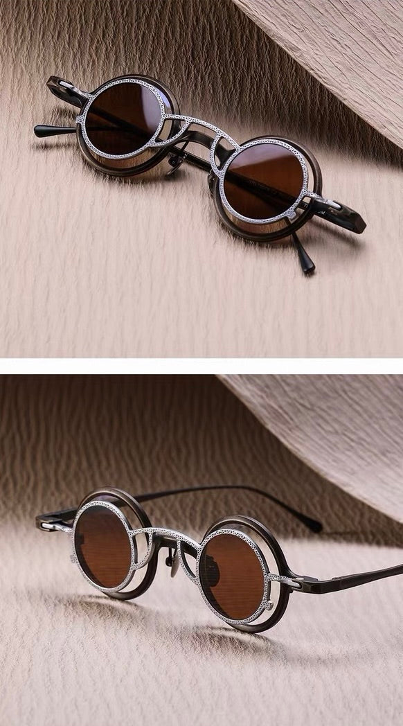 Prescription Sunglasses | Vintage Double-Layer Round Magnetic Clip-On