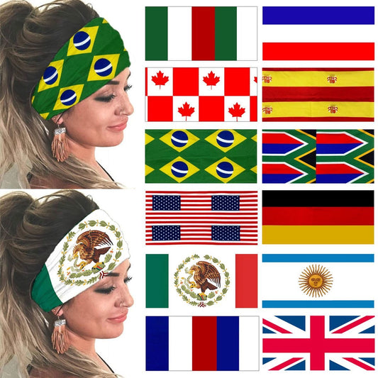 World Cup National Flag Sports Headband – Elastic Sweatband for Men & Women