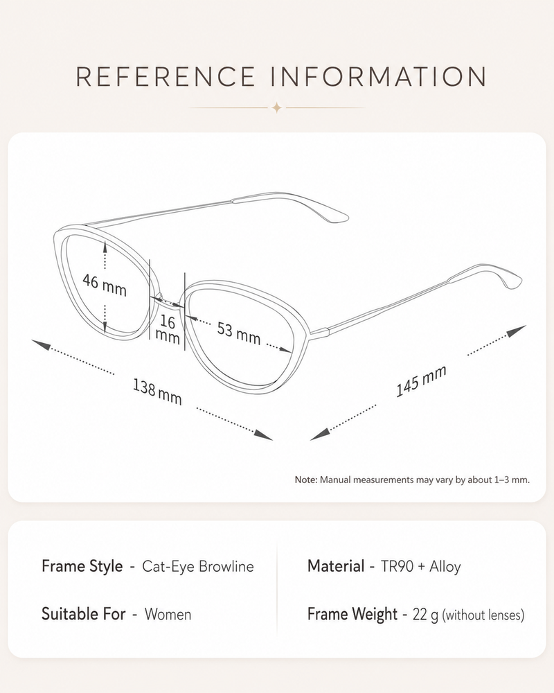 Prescription Women’s Eyeglasses | Browline Cat Eye Elegant Frame