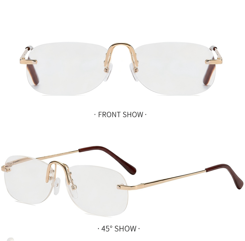 Prescription Reading Glasses, Fashion Rimless Ultra-Light Frame
