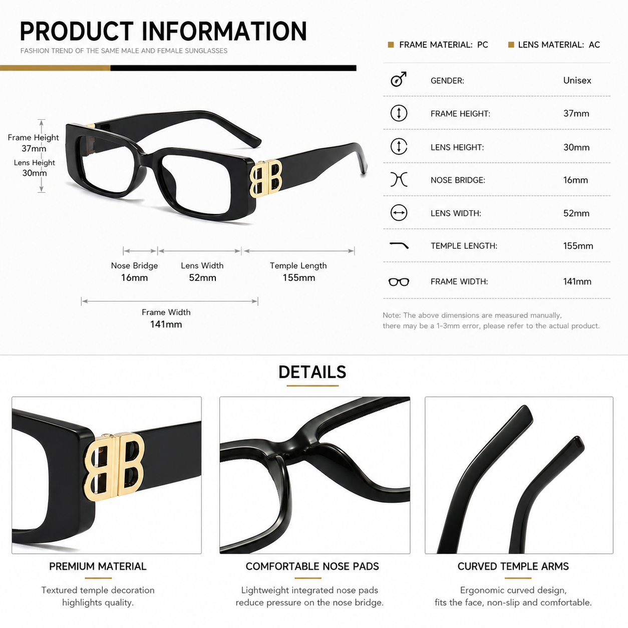 Prescription Reading Glasses, Fashion Wide Frame