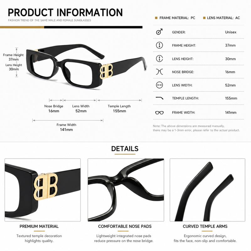 Prescription Reading Glasses, Fashion Wide Frame