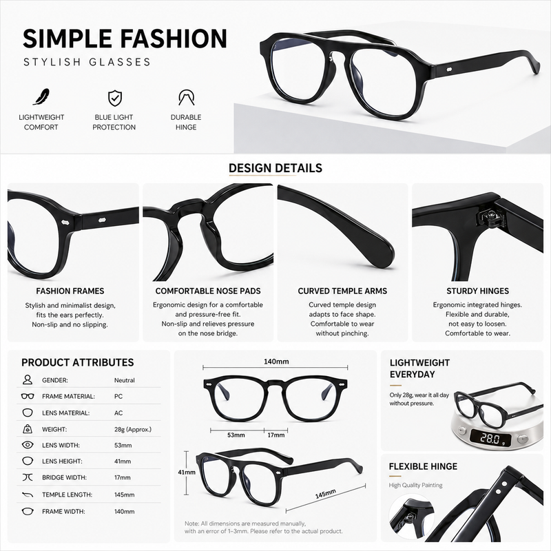 Prescription Reading Glasses, Thick Round Frame