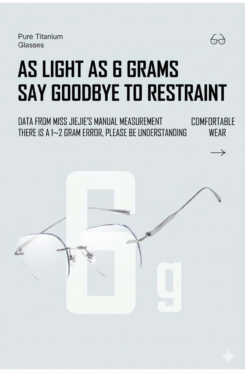 Prescription Eyeglasses | 6g Ultra-Light Rimless Glasses with Pure Titanium Frame