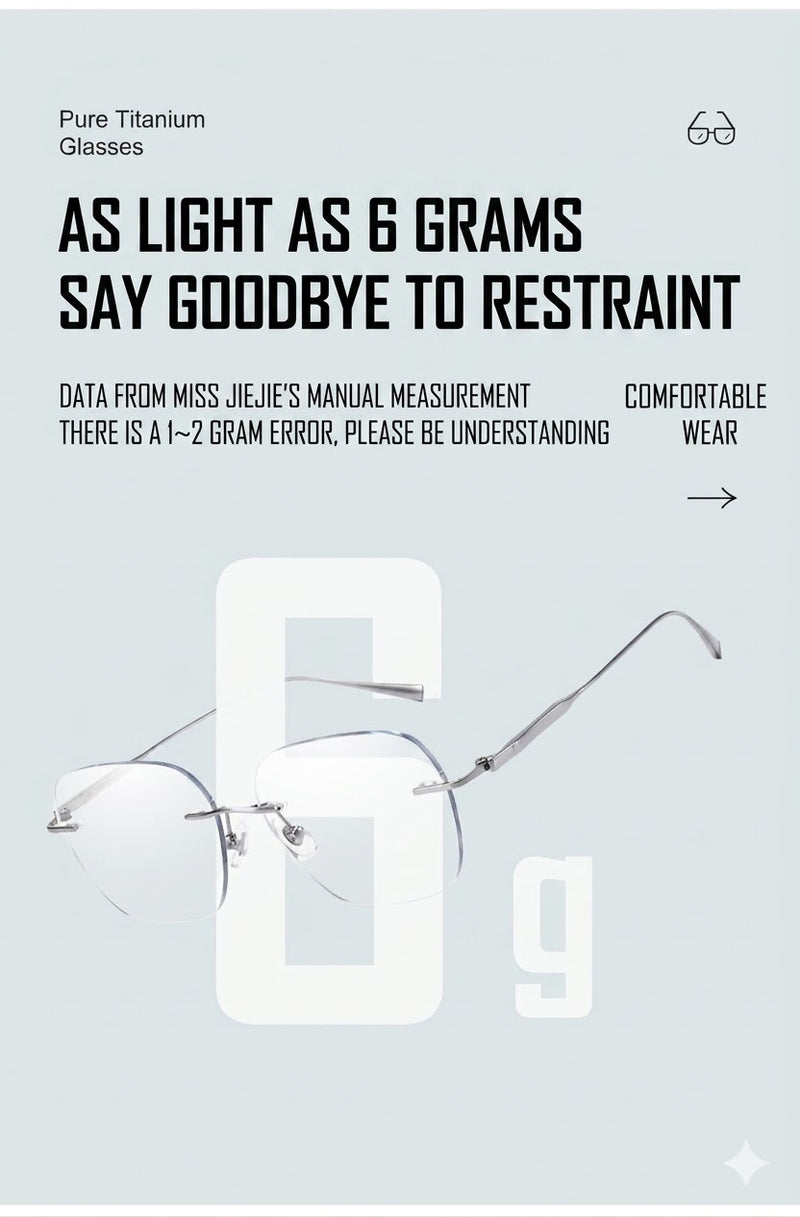Prescription Eyeglasses | 6g Ultra-Light Rimless Glasses with Pure Titanium Frame