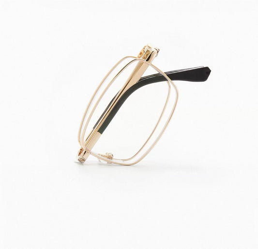 Men's Foldable Metal Square Prescription Reading Glasses