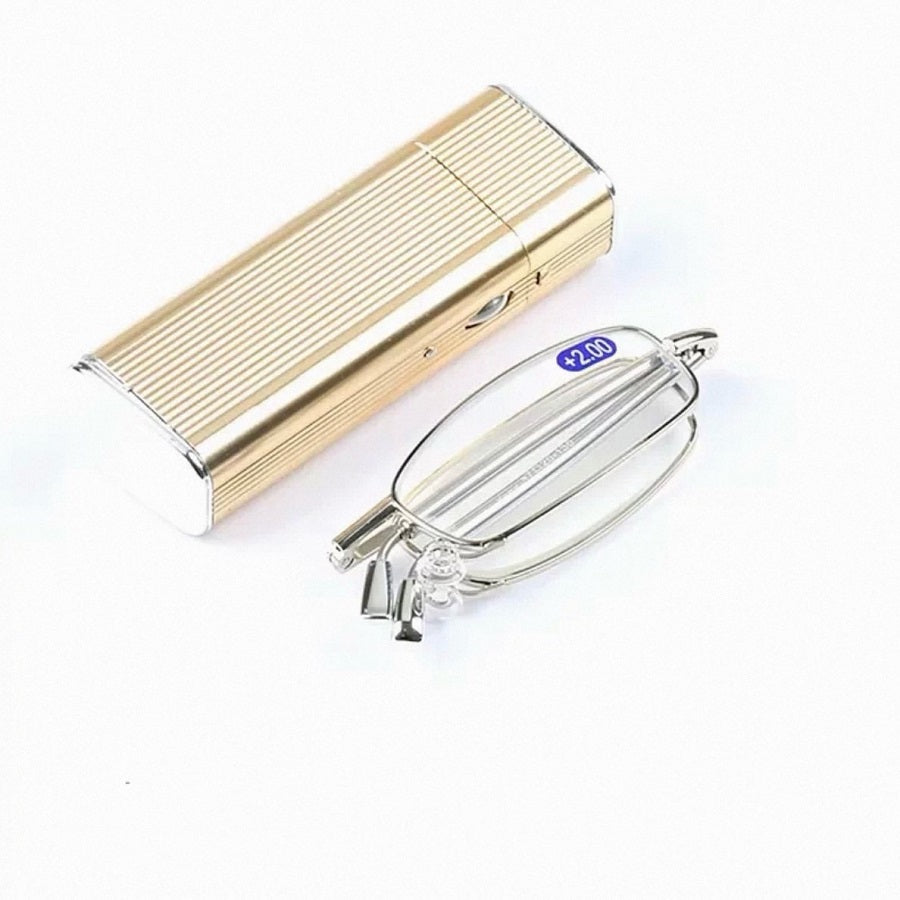 Ultra Mini Pocket Foldable Prescription Reading Glasses with Metal Case