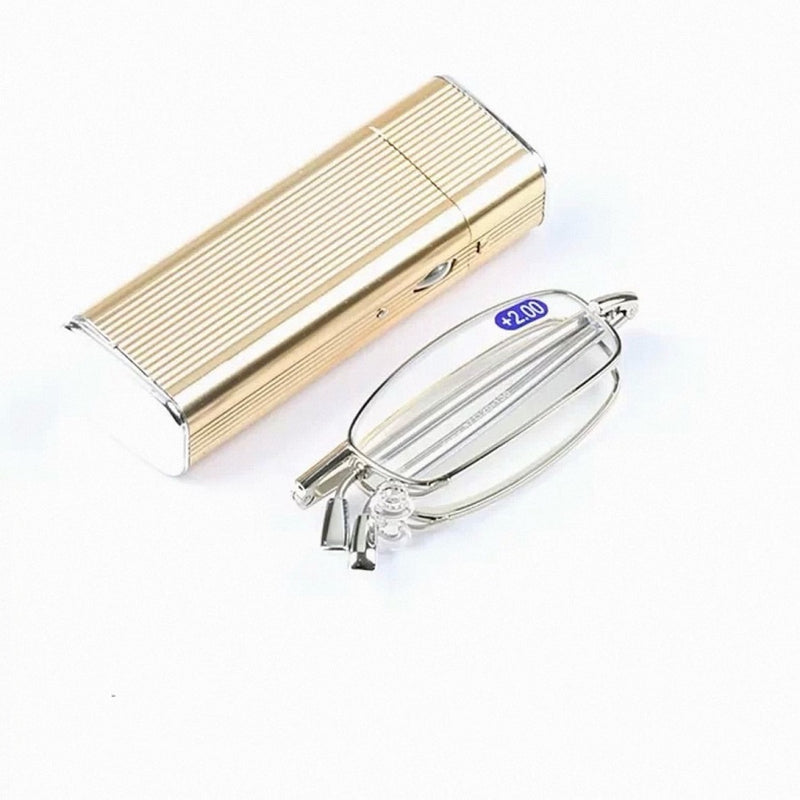 Ultra Mini Pocket Foldable Prescription Reading Glasses with Metal Case
