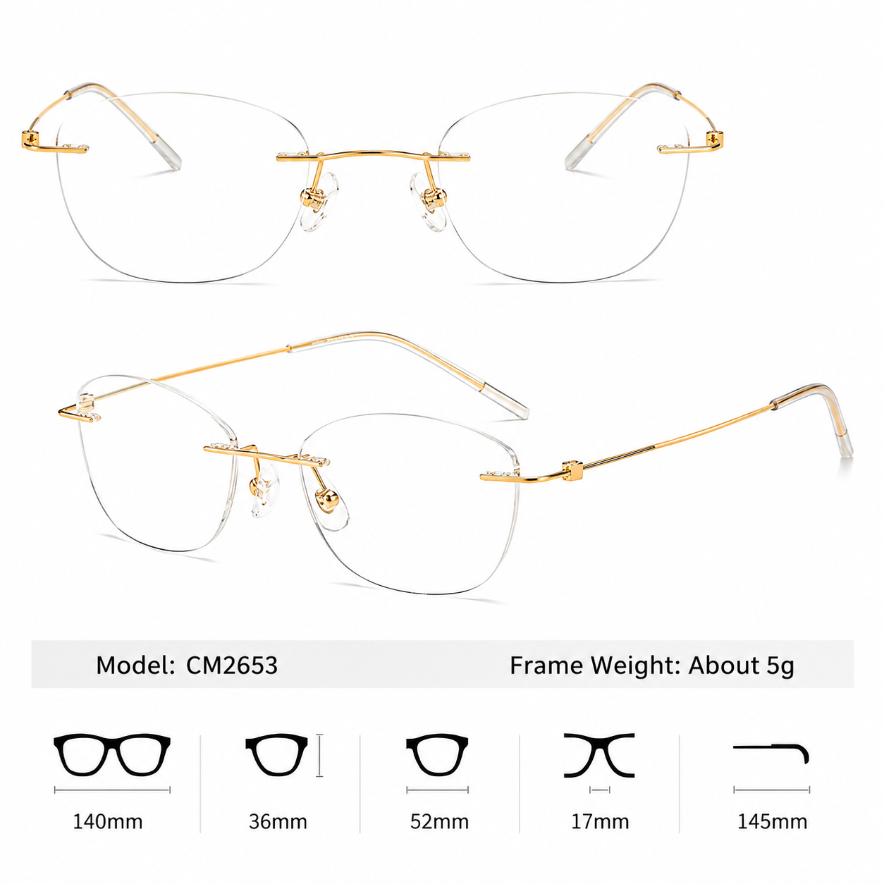Women Minimal Rimless Glasses | Thin Fashion Eyewear