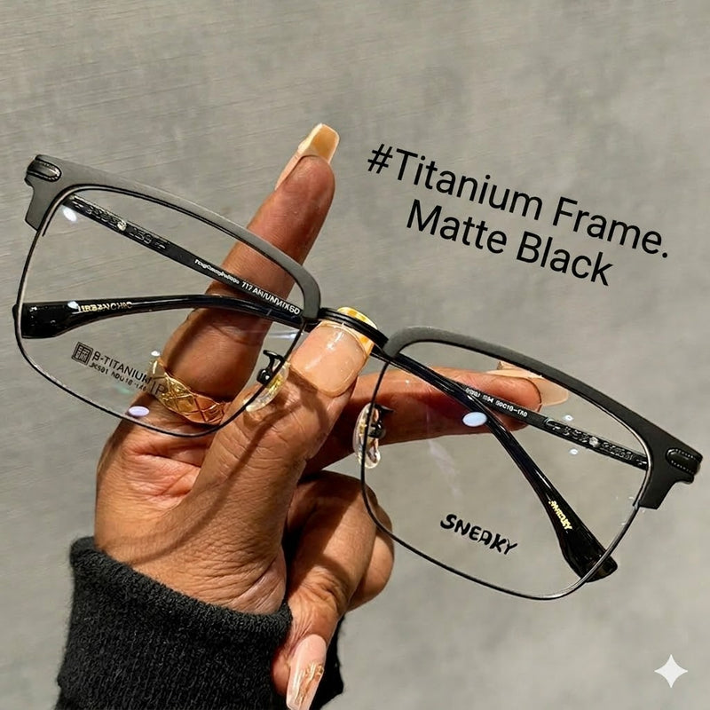 Unisex Blue Light Blocking Semi-Rimless Glasses, Lightweight Titanium Frame, Business & Trendy Eyewear