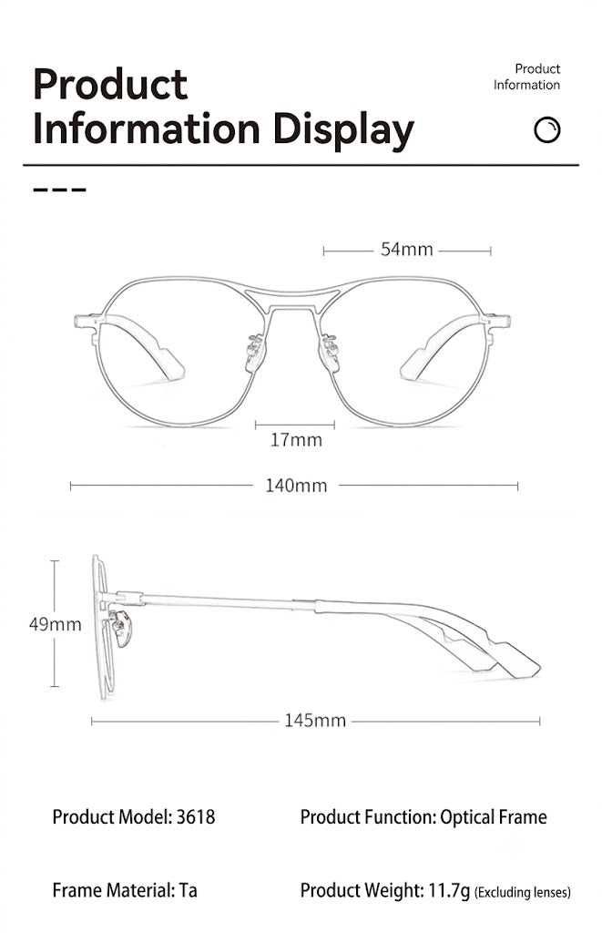 Prescription Glasses | Lightweight Titanium Vintage Double-Bridge Frame