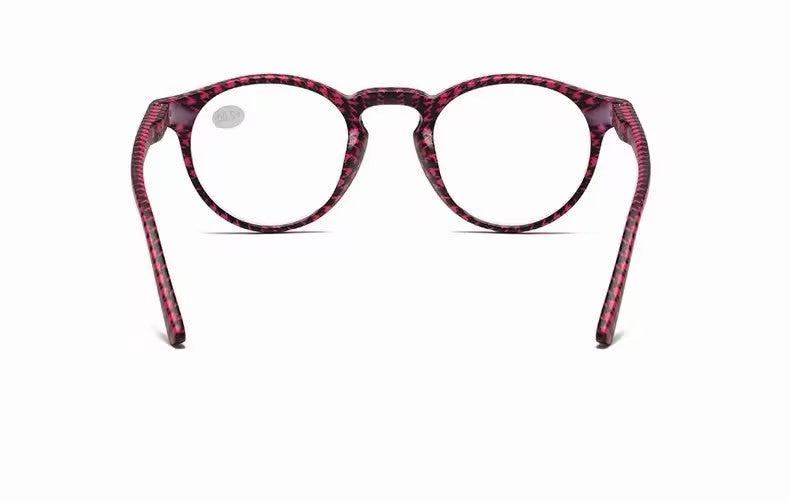 Prescription Reading Glasses, Fashionable Plaid Round Presbyopia Frames