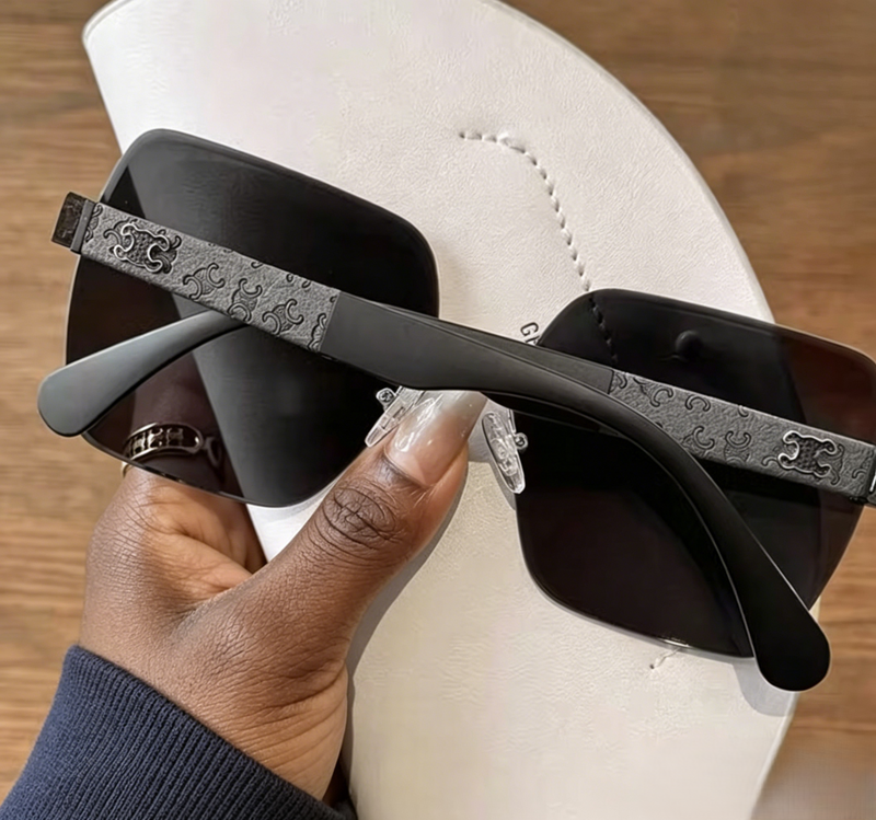 Sunglasses, Vintage Embossed Rimless Square Shades