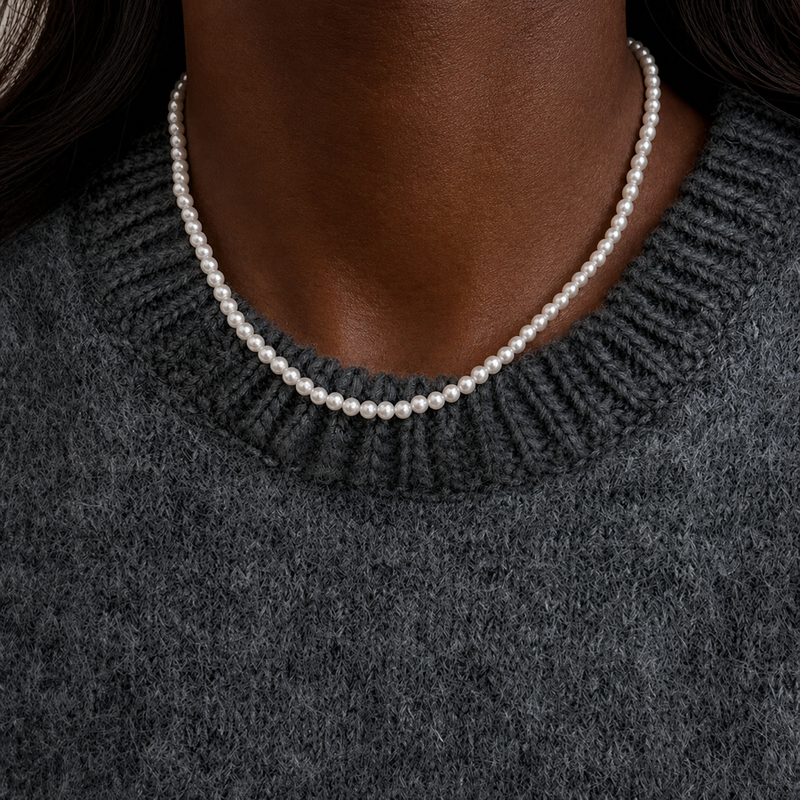 Necklaces | Minimalist Elegant Faux Pearl Choker with Magnetic Clasp