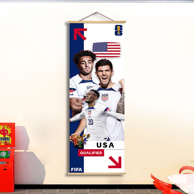 2026 World Cup National Team Fabric Hanging Banner | Football Theme Wall Decor Poster for Bar & Fan Party