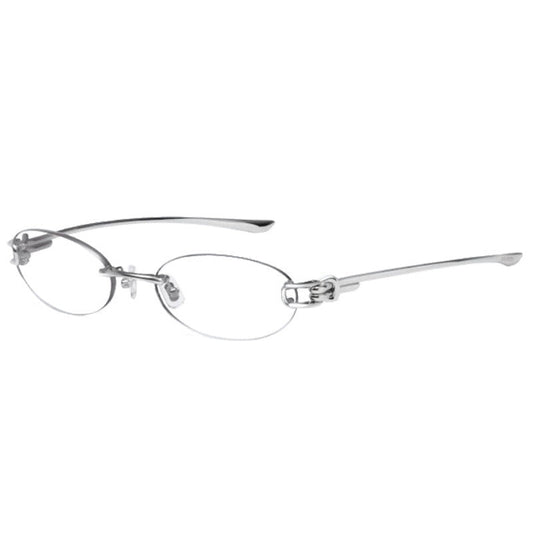 Prescription Glasses | Oval Wire Knot Rimless Silver Frame