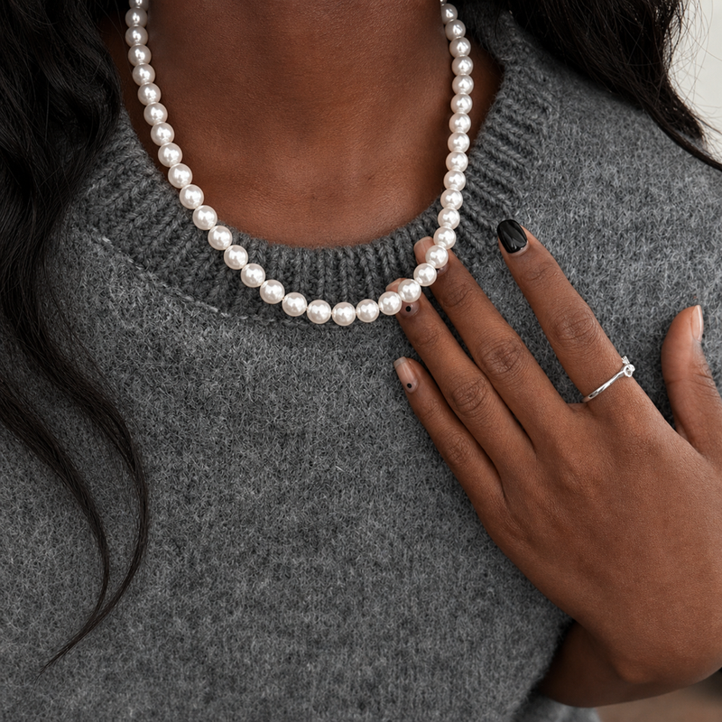 Necklaces | Minimalist Elegant Faux Pearl Choker with Magnetic Clasp