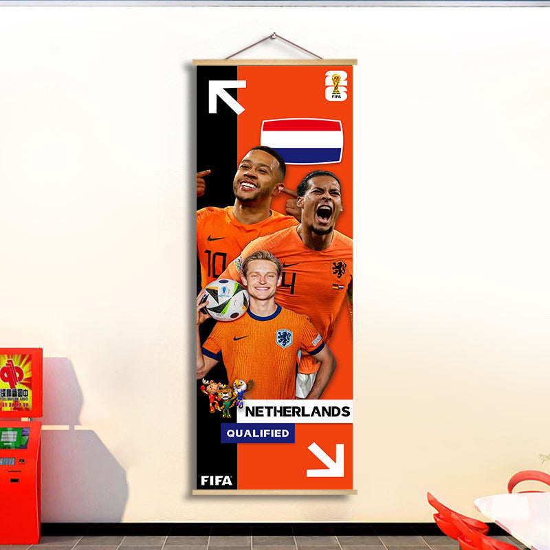 2026 World Cup National Team Fabric Hanging Banner | Football Theme Wall Decor Poster for Bar & Fan Party