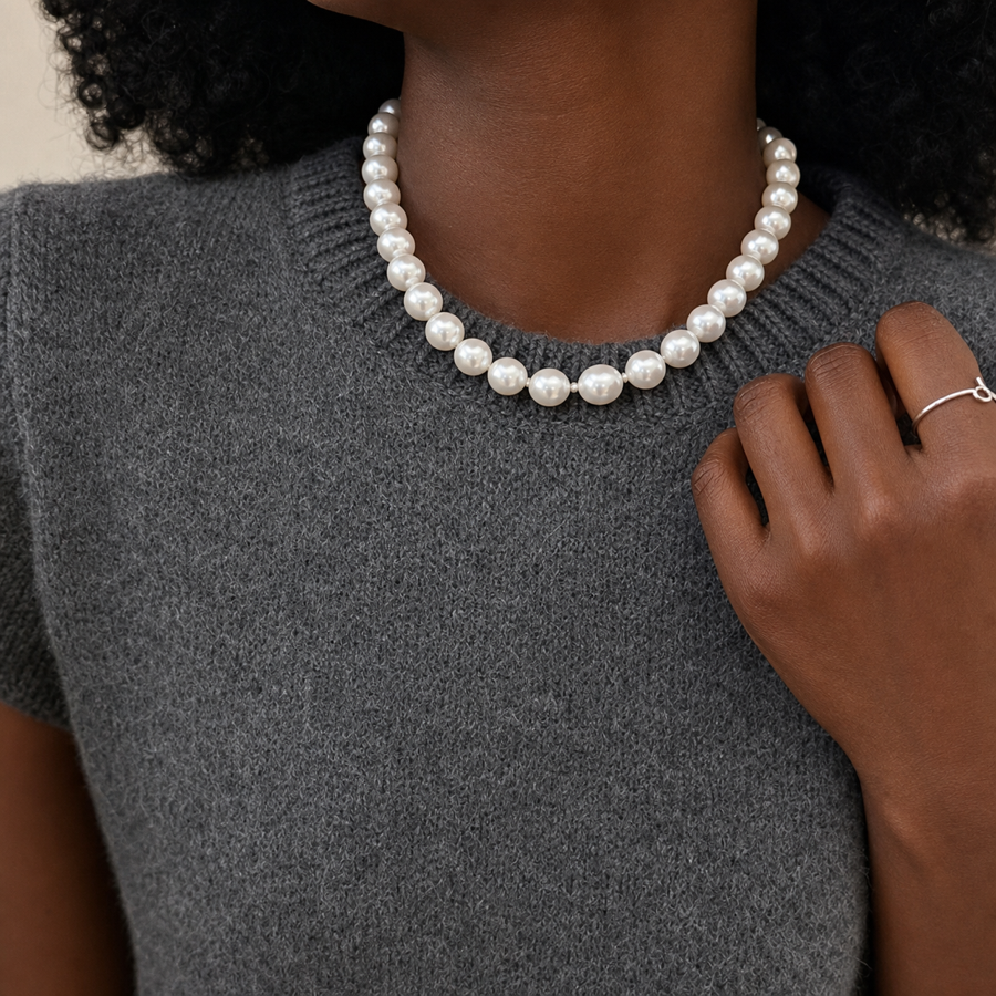 Necklaces | Minimalist Elegant Faux Pearl Choker with Magnetic Clasp