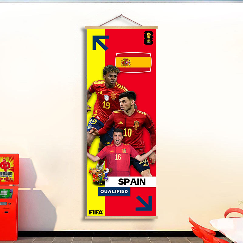2026 World Cup National Team Fabric Hanging Banner | Football Theme Wall Decor Poster for Bar & Fan Party