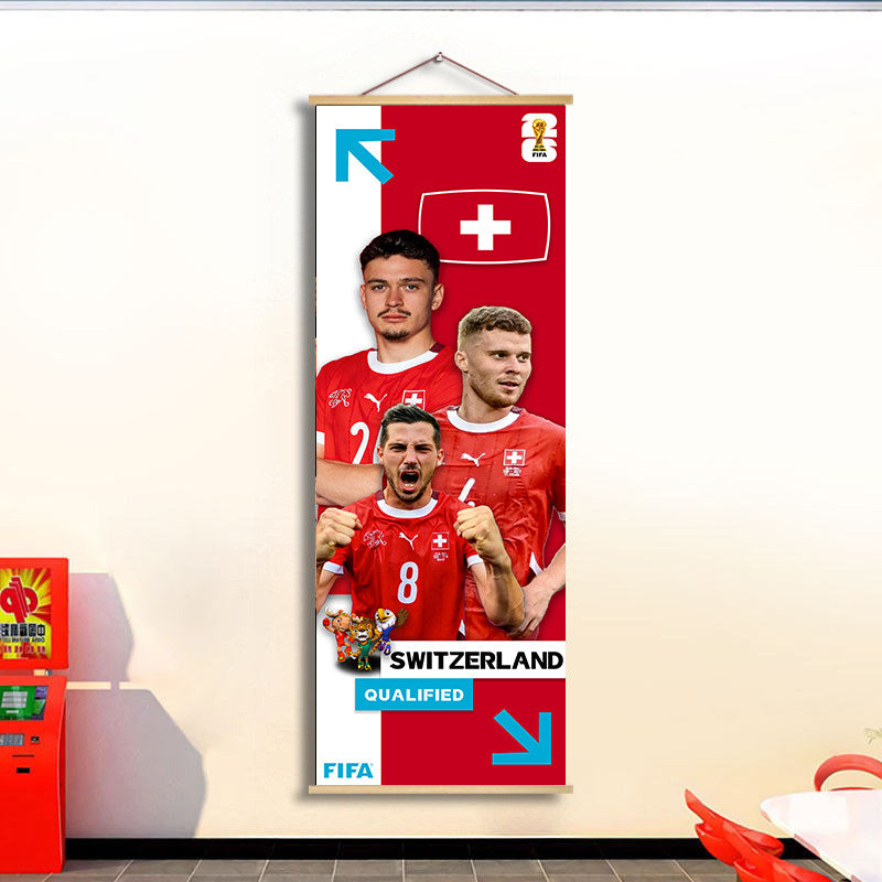 2026 World Cup National Team Fabric Hanging Banner | Football Theme Wall Decor Poster for Bar & Fan Party