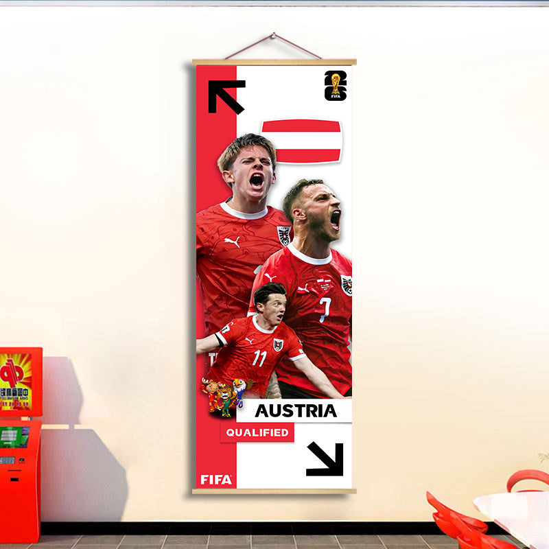 2026 World Cup National Team Fabric Hanging Banner | Football Theme Wall Decor Poster for Bar & Fan Party