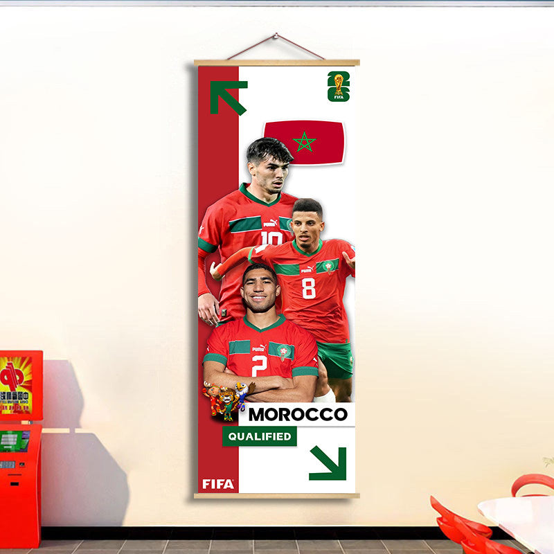 2026 World Cup National Team Fabric Hanging Banner | Football Theme Wall Decor Poster for Bar & Fan Party