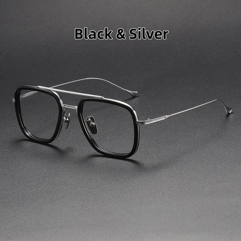 Prescription Glasses | Iron Man Style Double-Bridge Wide Titanium Frame