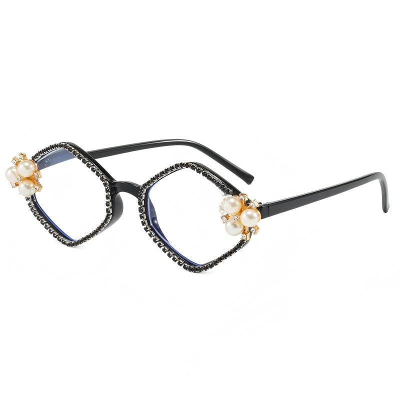 Prescription Reading Glasses, Elegant Metal Hinge Diamond-Accent Frame