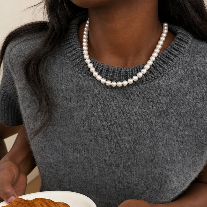 Necklaces | Minimalist Elegant Faux Pearl Choker with Magnetic Clasp