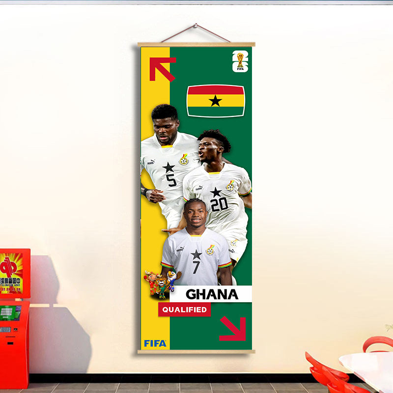 2026 World Cup National Team Fabric Hanging Banner | Football Theme Wall Decor Poster for Bar & Fan Party