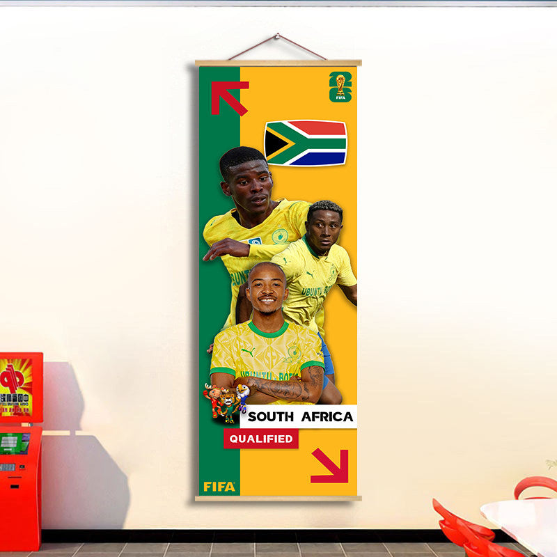 2026 World Cup National Team Fabric Hanging Banner | Football Theme Wall Decor Poster for Bar & Fan Party