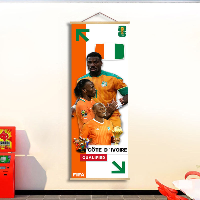 2026 World Cup National Team Fabric Hanging Banner | Football Theme Wall Decor Poster for Bar & Fan Party