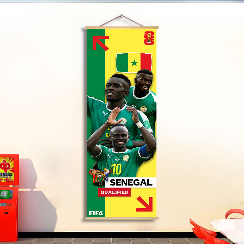 2026 World Cup National Team Fabric Hanging Banner | Football Theme Wall Decor Poster for Bar & Fan Party