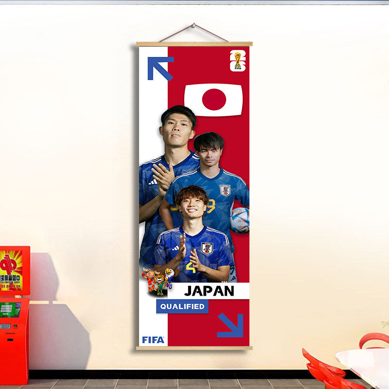 2026 World Cup National Team Fabric Hanging Banner | Football Theme Wall Decor Poster for Bar & Fan Party