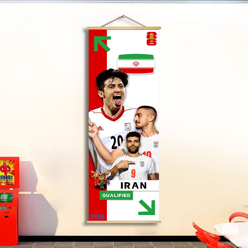 2026 World Cup National Team Fabric Hanging Banner | Football Theme Wall Decor Poster for Bar & Fan Party
