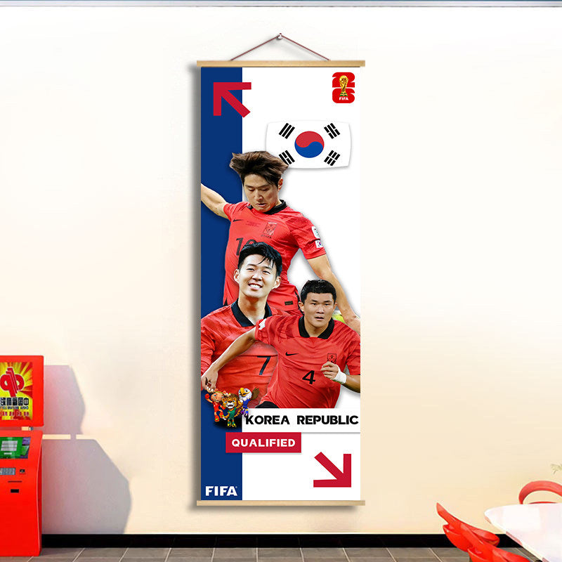 2026 World Cup National Team Fabric Hanging Banner | Football Theme Wall Decor Poster for Bar & Fan Party