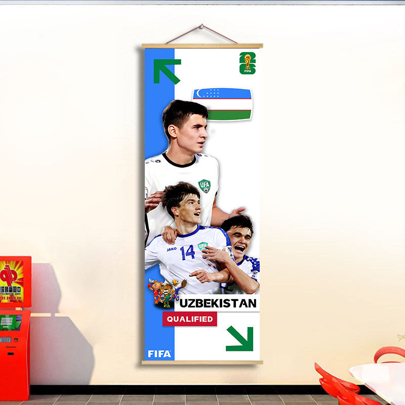2026 World Cup National Team Fabric Hanging Banner | Football Theme Wall Decor Poster for Bar & Fan Party