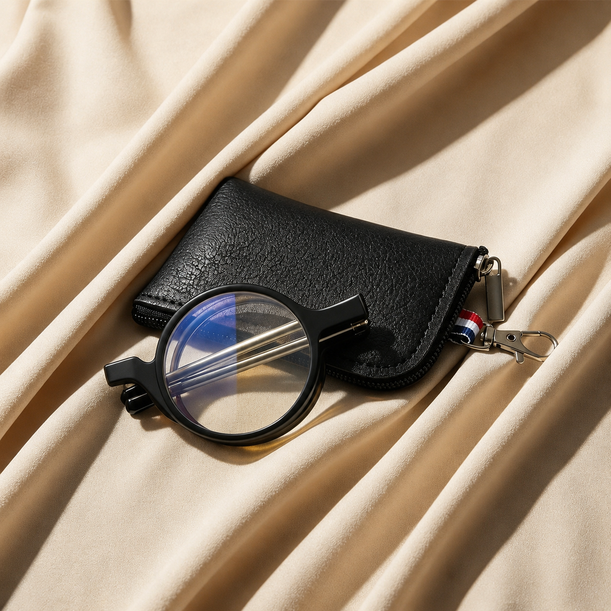 Prescription Reading Glasses, Folding Portable Round Frame