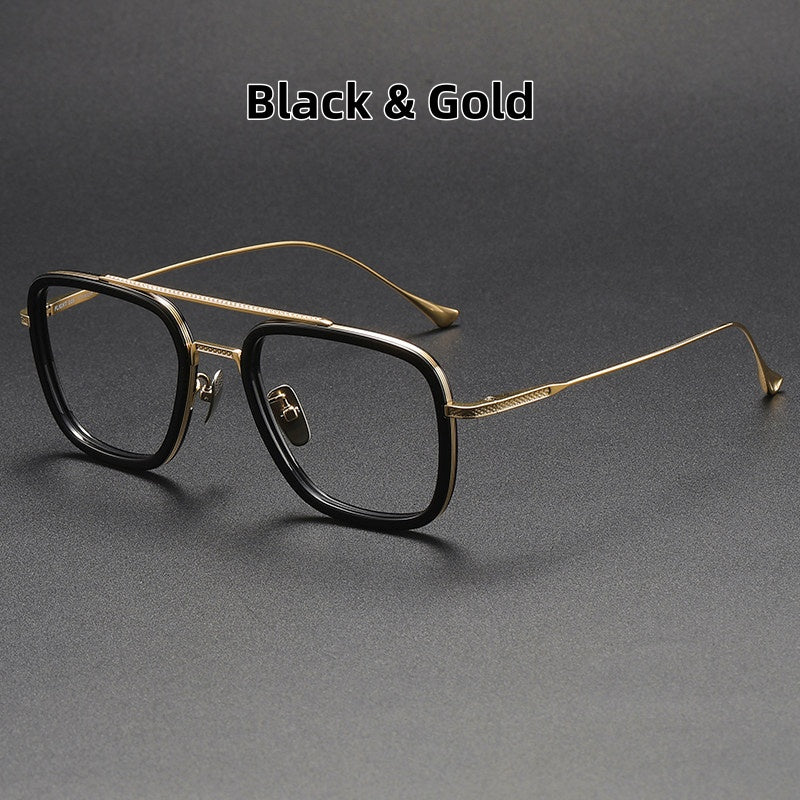 Prescription Glasses | Iron Man Style Double-Bridge Wide Titanium Frame