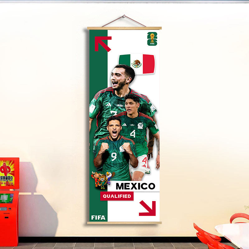 2026 World Cup National Team Fabric Hanging Banner | Football Theme Wall Decor Poster for Bar & Fan Party