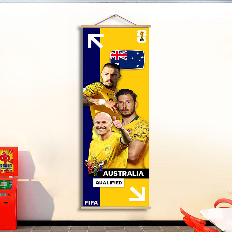 2026 World Cup National Team Fabric Hanging Banner | Football Theme Wall Decor Poster for Bar & Fan Party