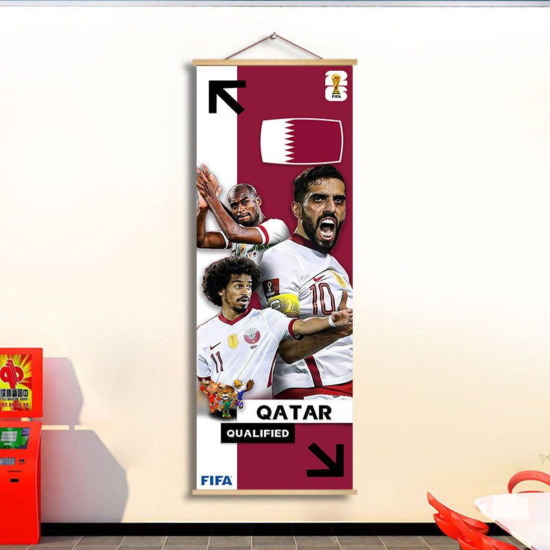 2026 World Cup National Team Fabric Hanging Banner | Football Theme Wall Decor Poster for Bar & Fan Party