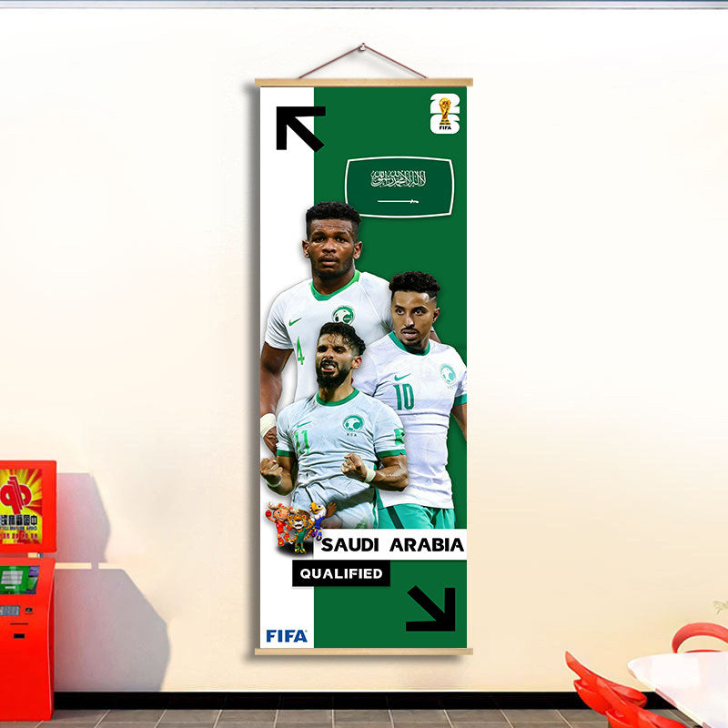 2026 World Cup National Team Fabric Hanging Banner | Football Theme Wall Decor Poster for Bar & Fan Party