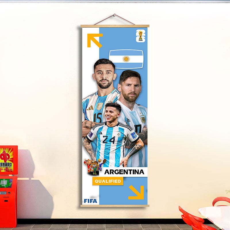 2026 World Cup National Team Fabric Hanging Banner | Football Theme Wall Decor Poster for Bar & Fan Party