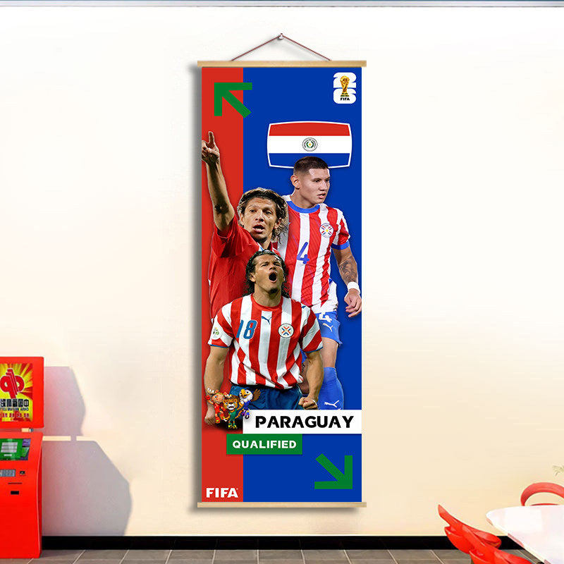 2026 World Cup National Team Fabric Hanging Banner | Football Theme Wall Decor Poster for Bar & Fan Party
