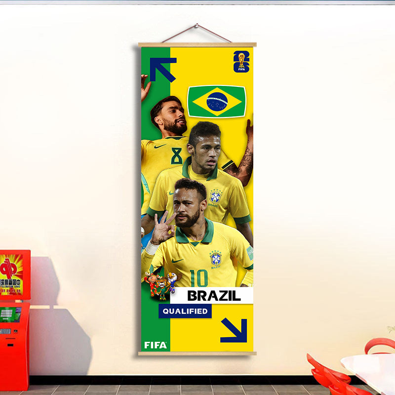 2026 World Cup National Team Fabric Hanging Banner | Football Theme Wall Decor Poster for Bar & Fan Party